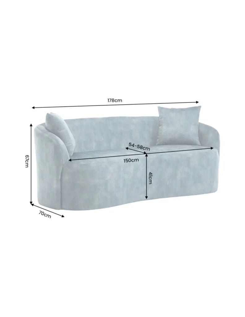 Divano dritto NYJY 2 posti in velluto – Blu – 178 x 67 x 70 cm