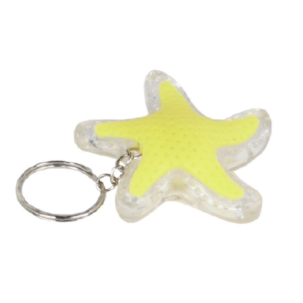 Trade Shop - Set 4 Pezzi Mini Torcia Led Portachiavi A Forma Di Stella Tascabile 50mm Dt-2145 -