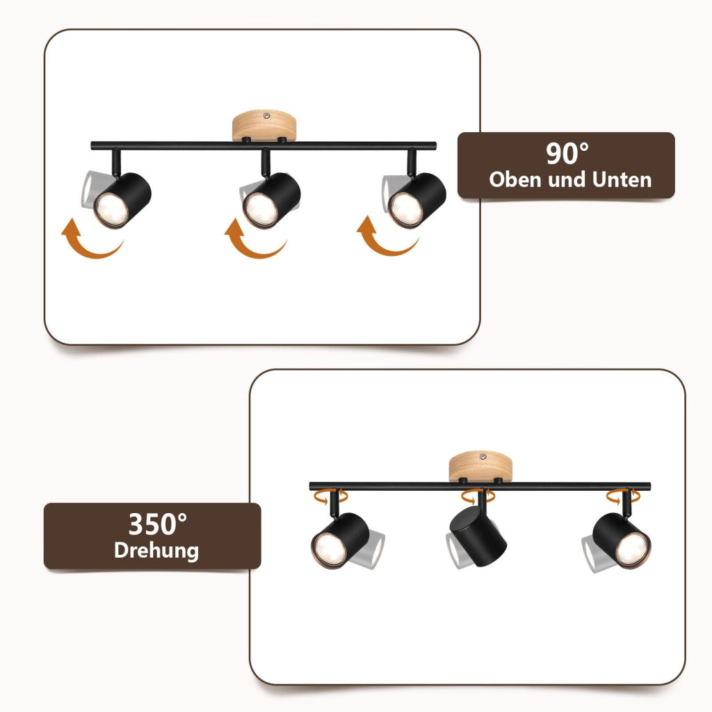 ZMH Faretto da soffitto a 3 luci GU10 Lampada da soffitto Faretto per soggiorno
