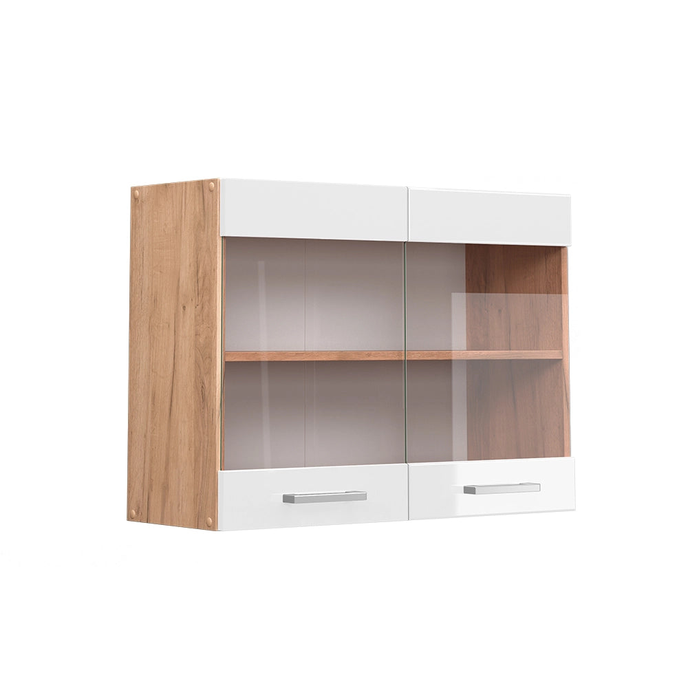 Vicco Mobile da cucina in vetro Bianco lucido 80 cm