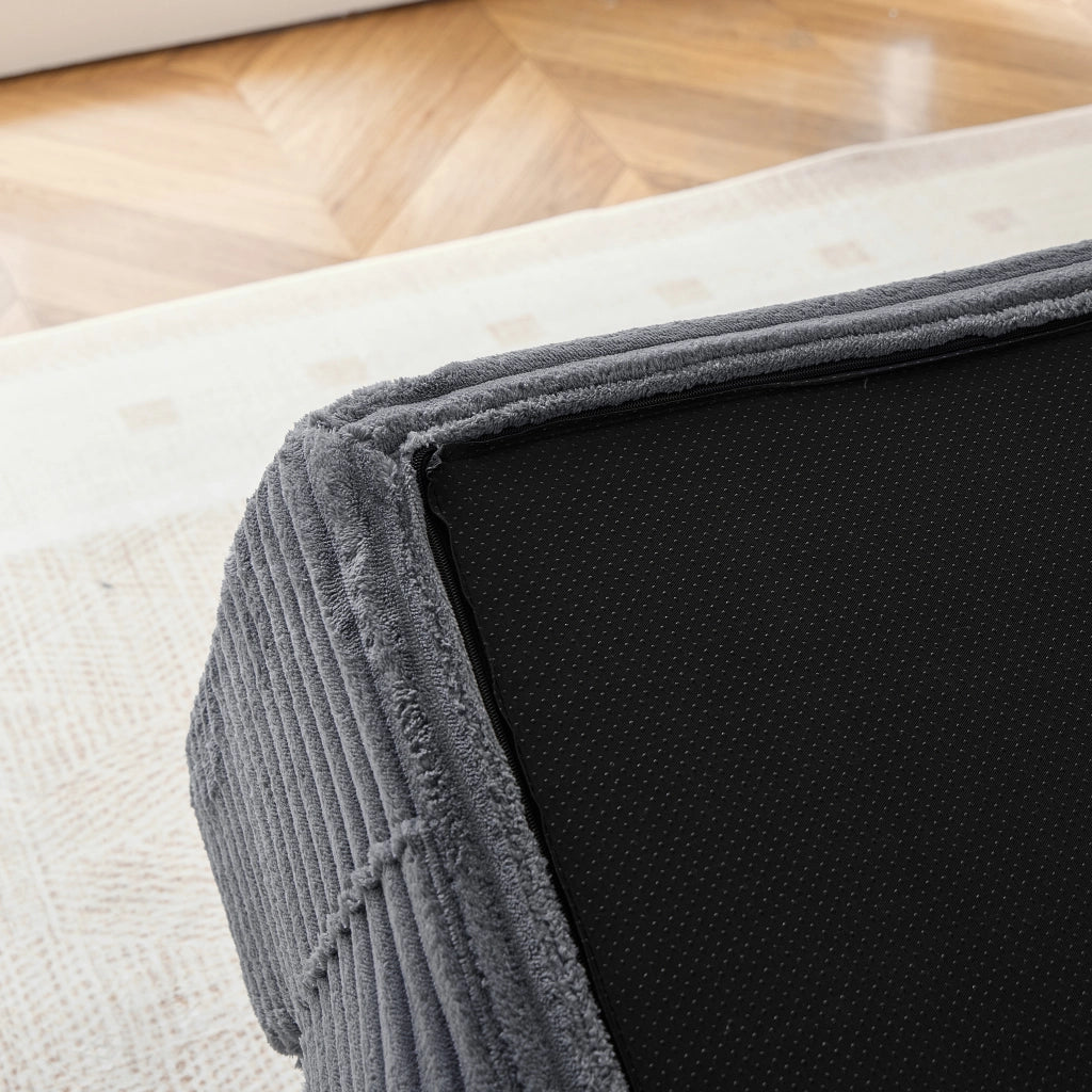 Divano letto 2 in 1 con portabevande in velluto a coste grigio