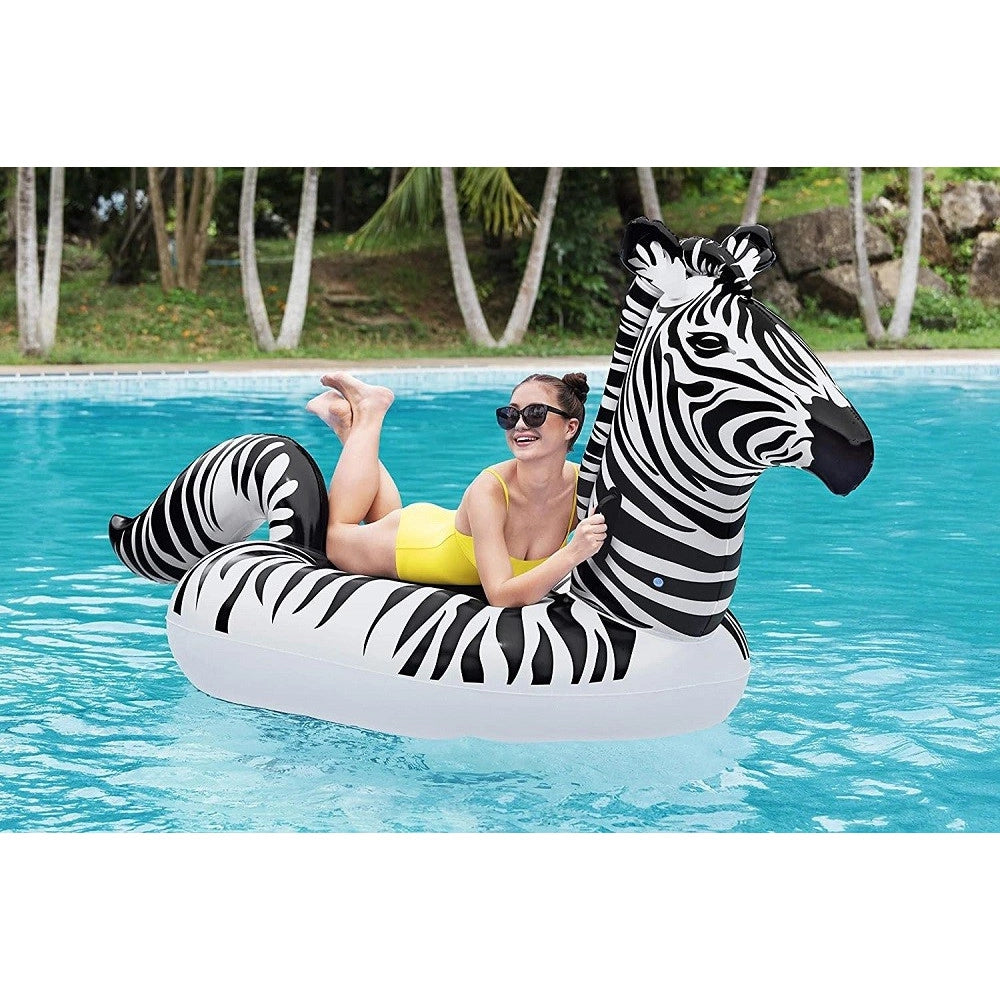 Trade Shop - Cavalcabile Fashion Gonfiabile Zebra Gigante Con Luci Led Piscina 254x142cm 41406 -