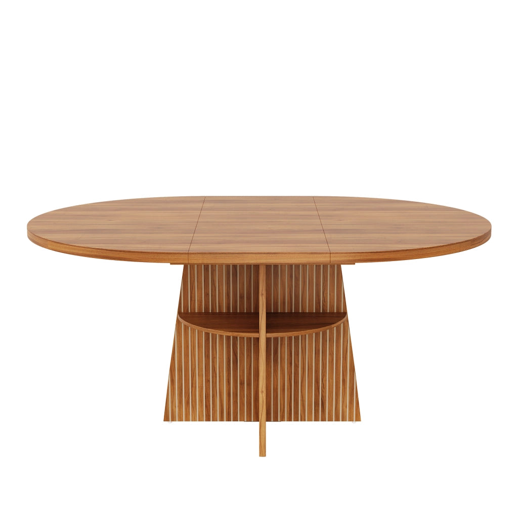 Tavolo da pranzo 2-8 posti con piano allungabile e ripiano - noce - 110-150x110x77.5 cm