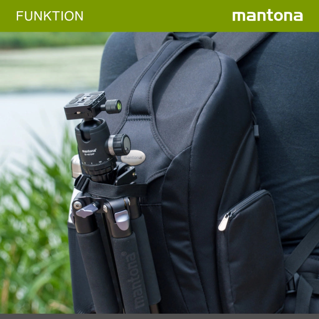 Mantona Zaino fotografico da trekking per fotocamera DSLR Borsa fotografica con supporto per treppiede, copertura antipioggia, interno personalizzabile