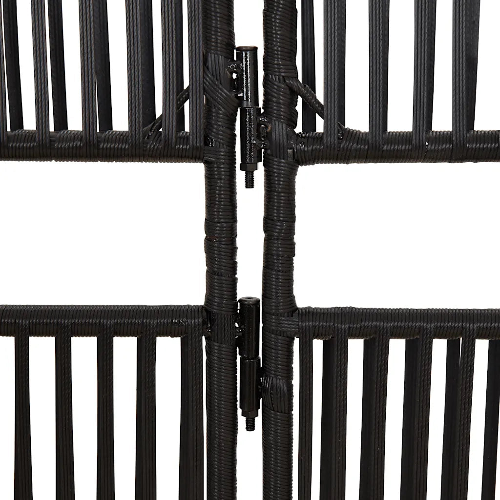 Divisorio per Ambienti | Divider per stanze | Paravento a 6 Pannelli Nero in Polyrattan