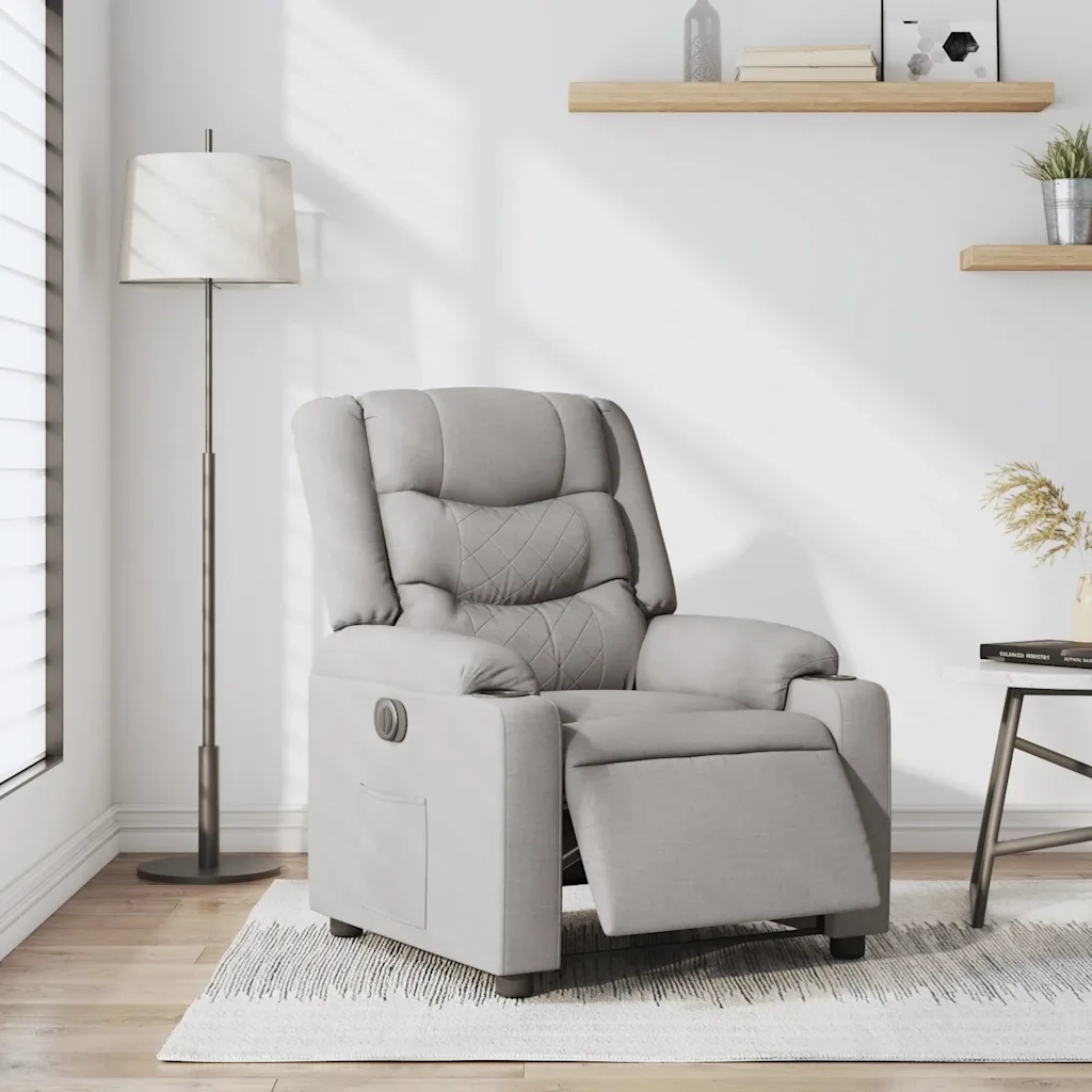 Poltrona Elettrica Reclinabile Grigio Nuvola in Tessuto 3310253