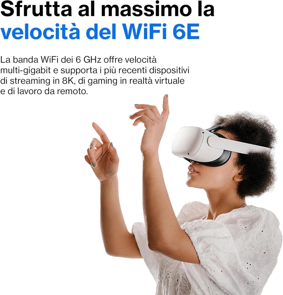 Router Wifi mesh Tri-Band Hydra Pro 6E, wireless, accesso alla banda 6 GHz, velocità massima 6.6 Gbps, copertura 250 m², piu 55 dispositivi