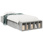 Letto singolo | Letto per adulti | Giroletto Grigio Cemento 90x190 cm in Legno Multistrato