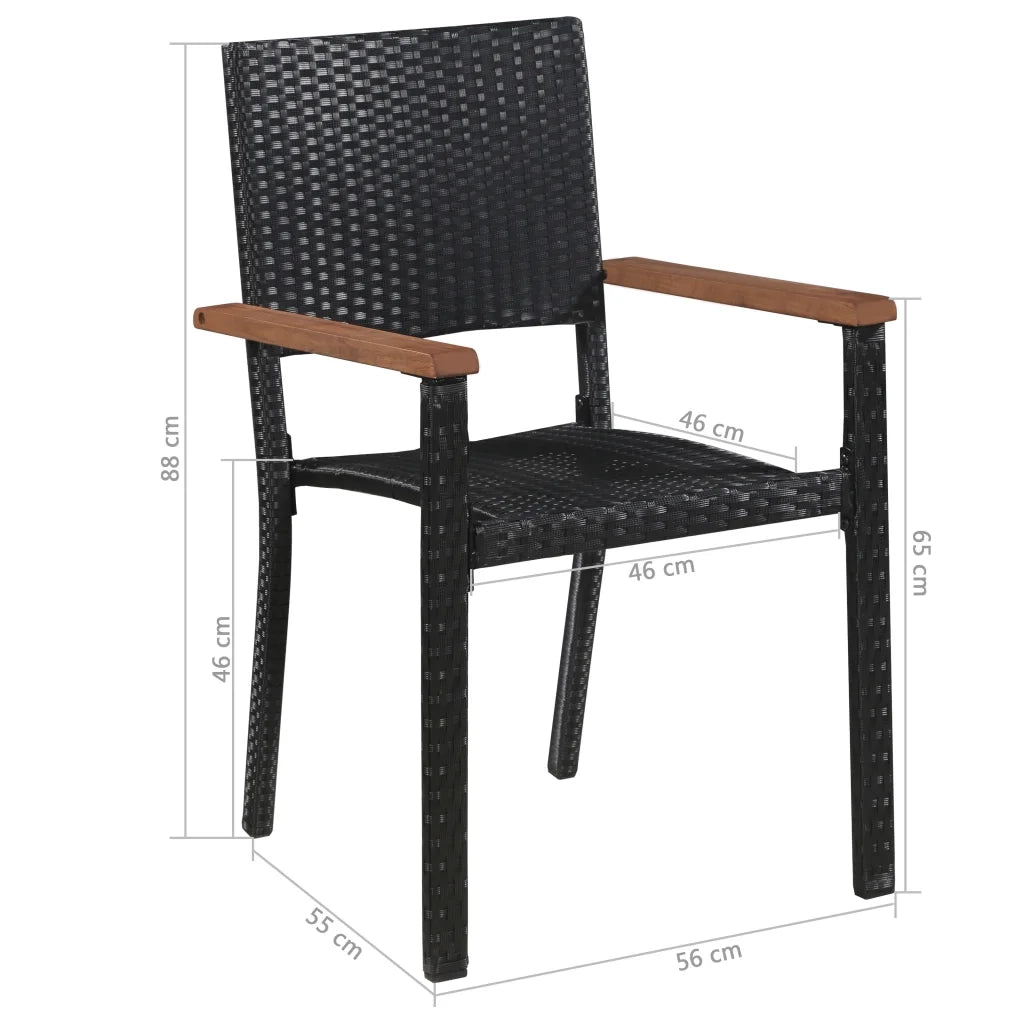 Set da Pranzo da Giardino 7 pz in Polyrattan e Acacia Nero 43935