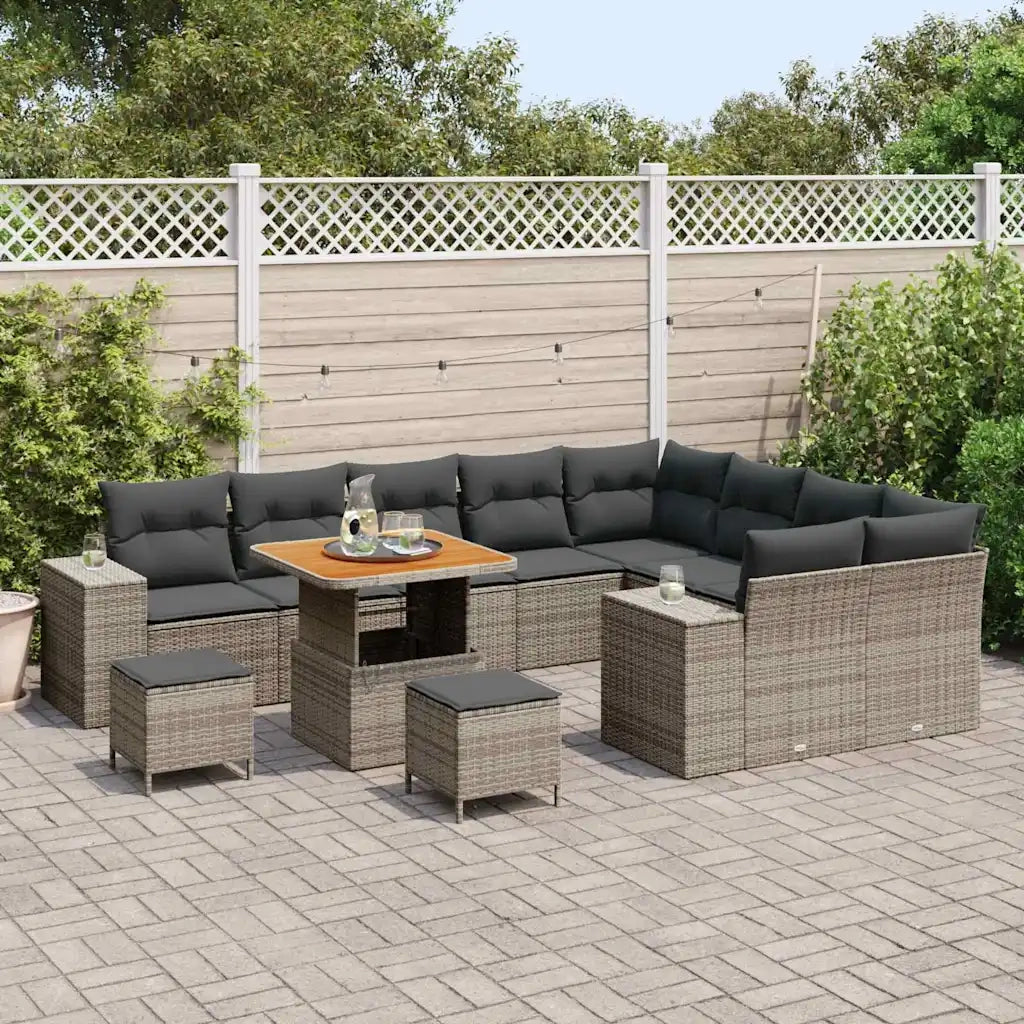Set Divano da Giardino con cuscino 12 pcs Grigio polyrattan 3362043