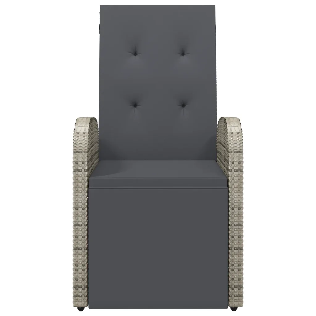 Sedia da Giardino Reclinabile con Cuscino in Polyrattan Grigio cod mxl 15299