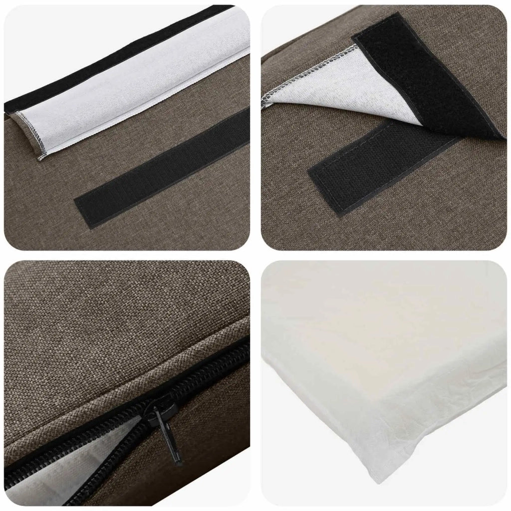 Testiera imbottita-Testiera con Cuscini-Testata Marrone e taupe 120 cm Pino massello 329691
