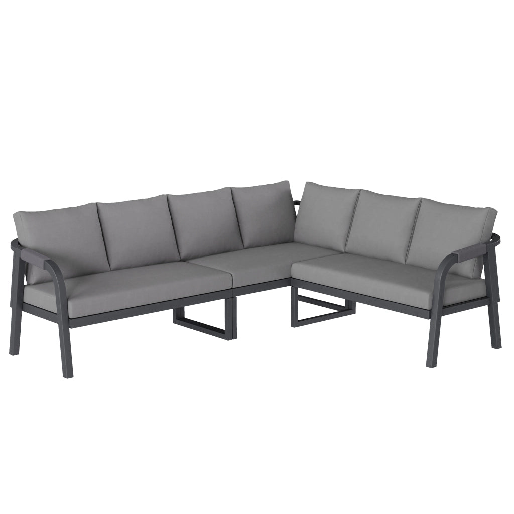 Set Divano da Giardino Angolare con Tavolino ¨C MINIMAL ¨C Polyrattan Grigio, 6 Posti