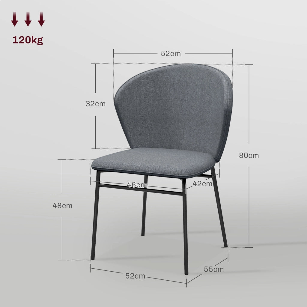 Set di 2 Sedie da Pranzo Imbottite in Tessuto ¨C Zephmum ¨C Grigio
