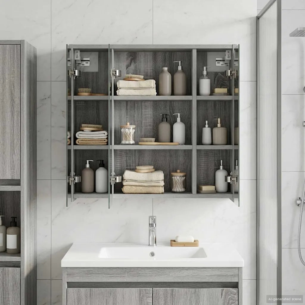 Mobiletto per specchio da bagno Grigio Sonoma