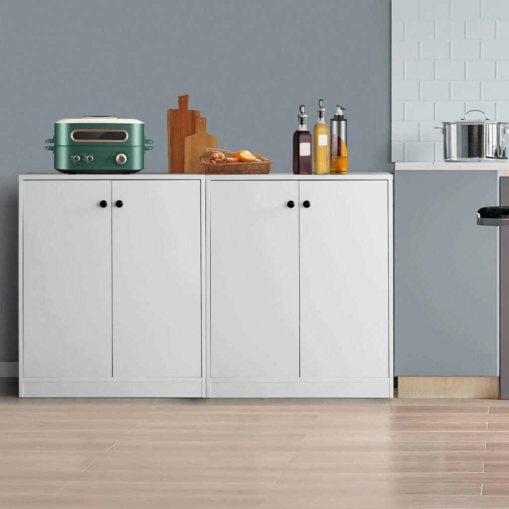 Armadietto da 2 Ante, Mobile da Pavimento con Ripiani a 3 Livelli e Dispositivo Anti-Ribaltamento, per Soggiorno, Sala da Pranzo e Ingresso, 72 x 34 x 85,5 cm (Bianco)