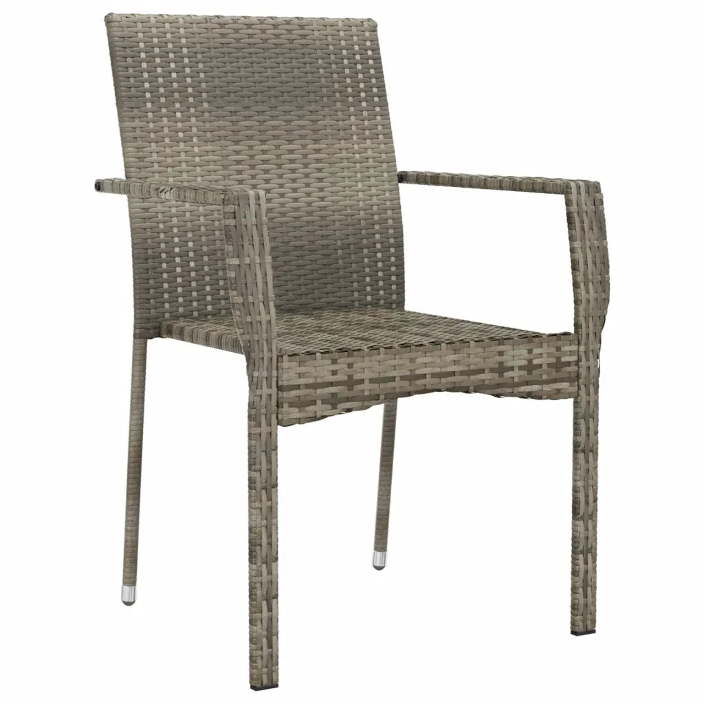 Sedie da Giardino con Cuscini 4 pz in Polyrattan Grigie 319880