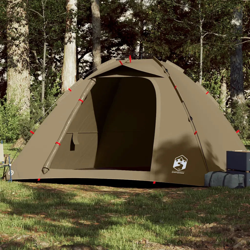 Tenda da Pesca 4 Persone-Tenda da campeggio Verde Oliva a Rilascio Rapido 382694