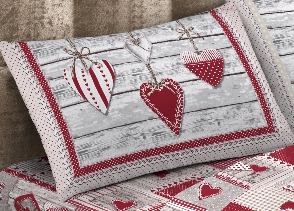 Completo Lenzuola Letto Camera In 100% Cotone Made Italy Vari Disegni RP - 1 Piazza - Aprica Rosso