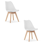 Sedie Valora RIKX bianche con cuscino e gambe in legno x2