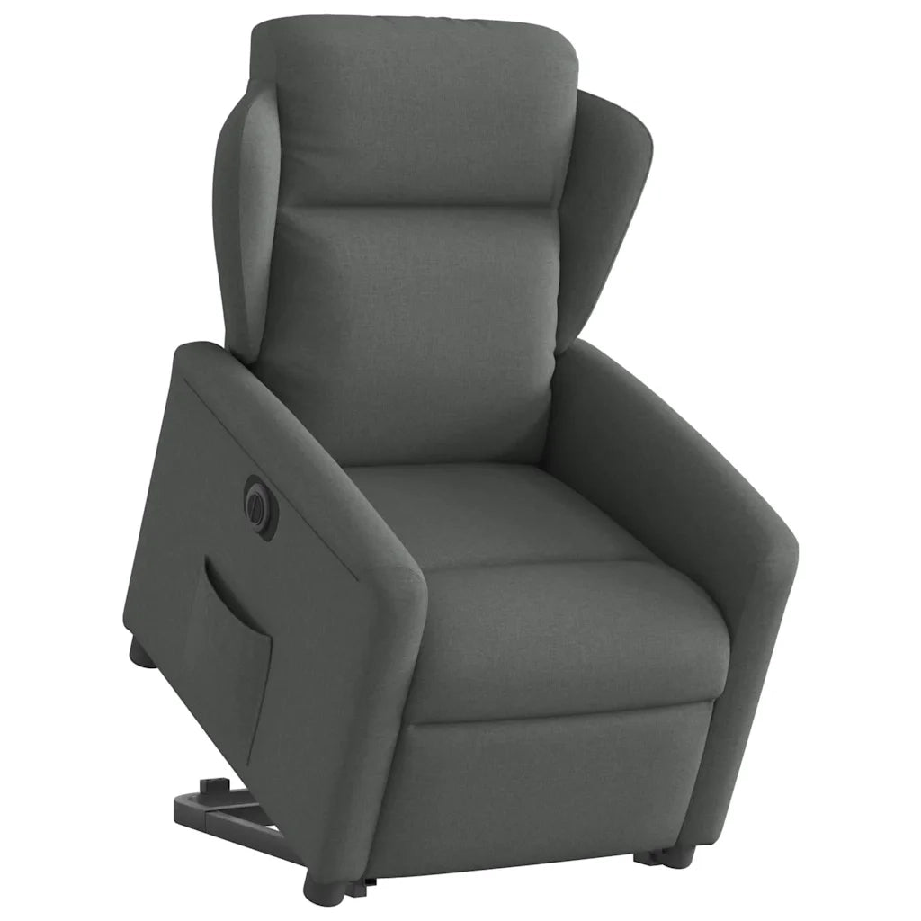 vidaXL Poltrona Alzapersona Reclinabile Elettrica Grigio Scuro Tessuto