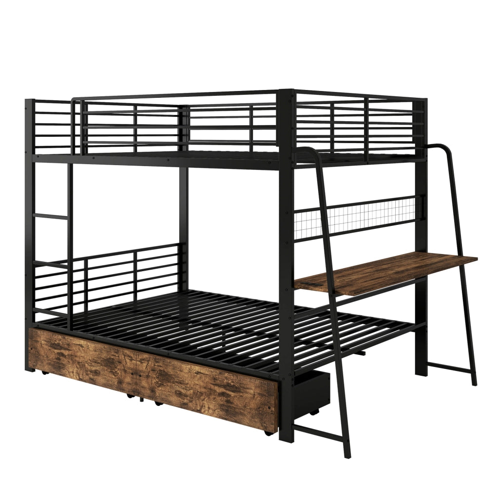Letto a soppalco gaming 140x200 con scrivania e LED