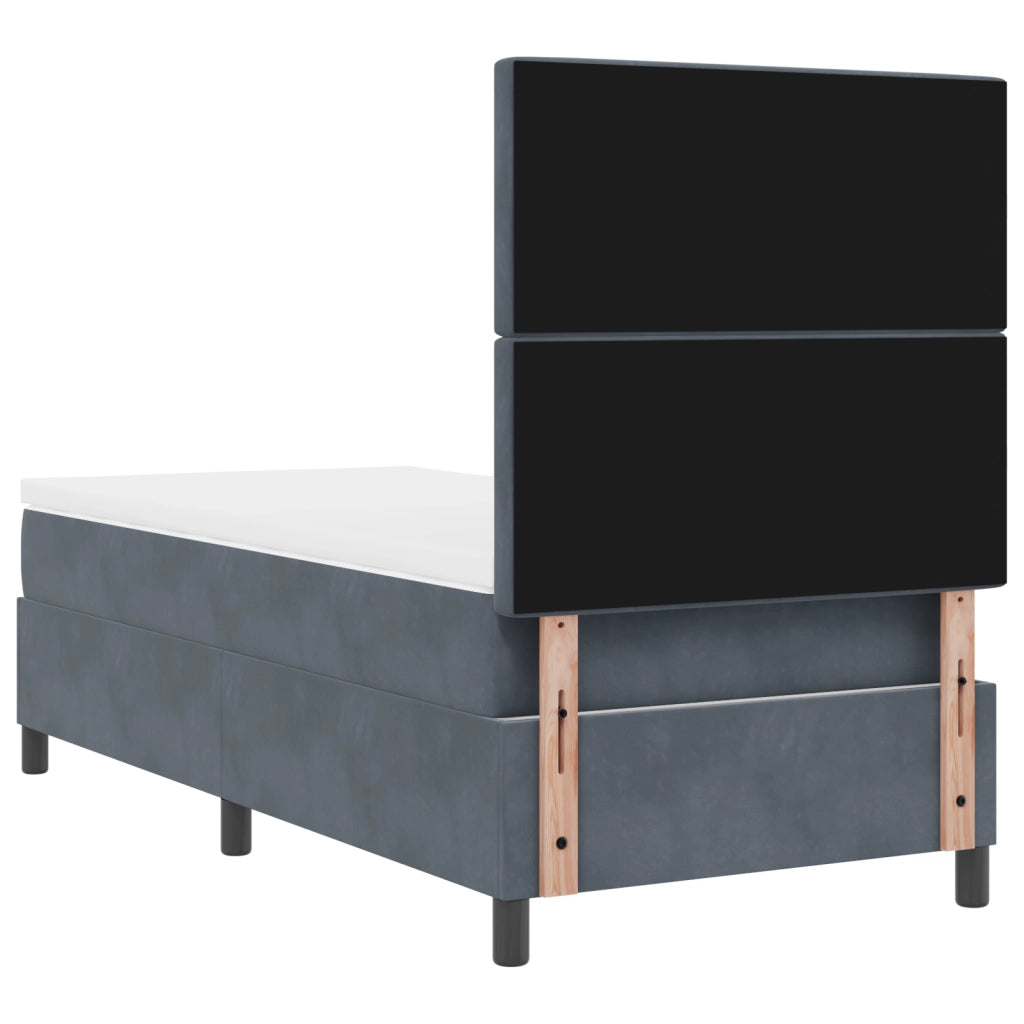 Letto Box Spring con Materasso e LED Grigio Scuro 90x190 cm Velluto