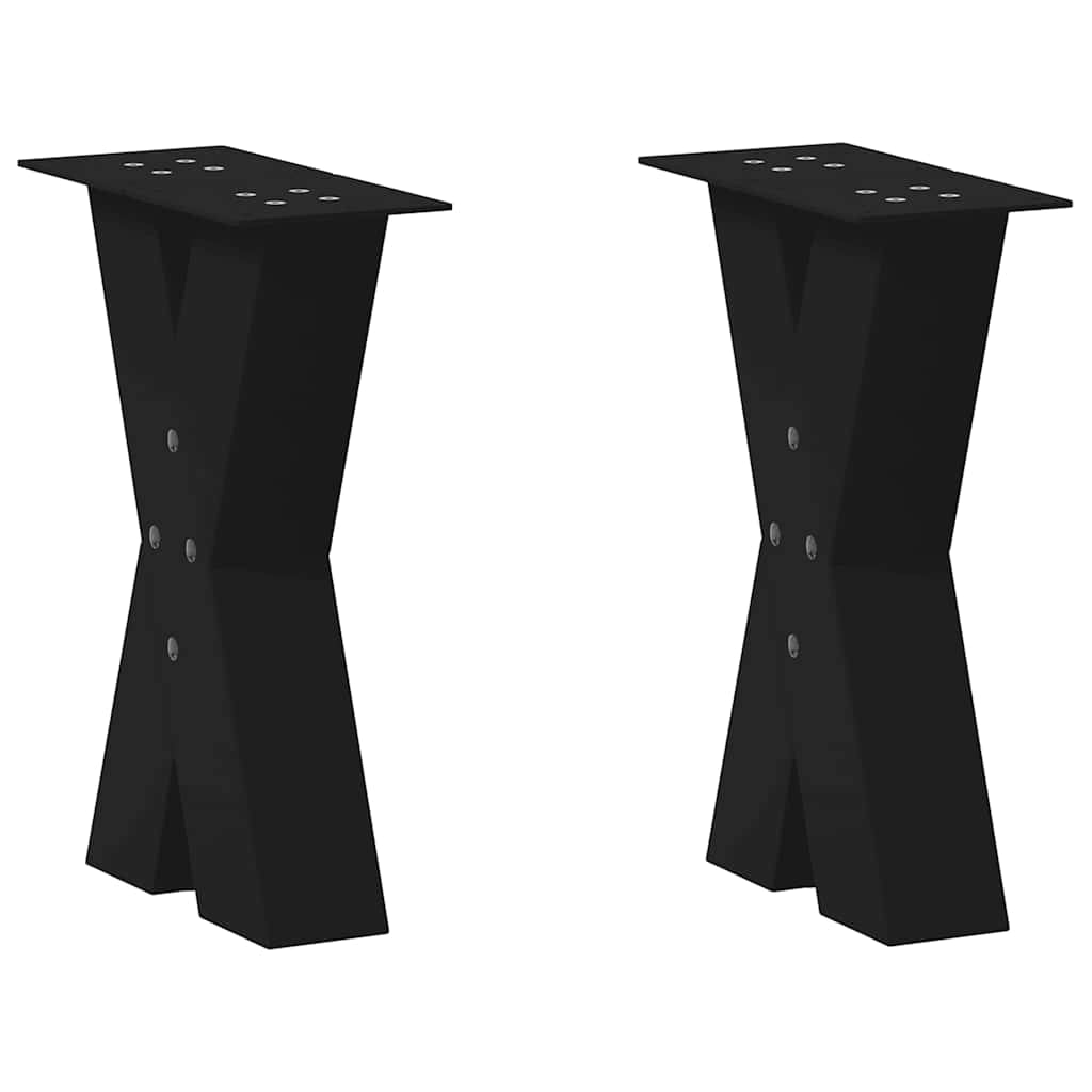 Set di 2 gambe per tavolino da caffè a forma di X 28 x 42-43 cm con piedini regolabili design moderno acciaio nero 02_0057220