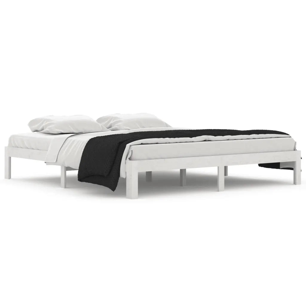 Letto matrimoniale | Letto per adulti | Giroletto Bianco in Legno Massello 180x200 cm Super King