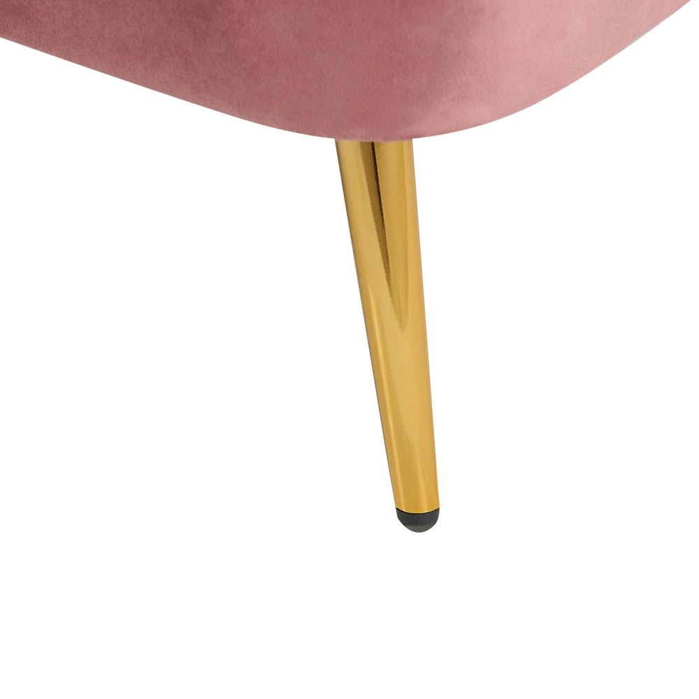 Chaise longue Velluto Rosa Tappezzeria Gambe In Metallo dorato versione sinistra