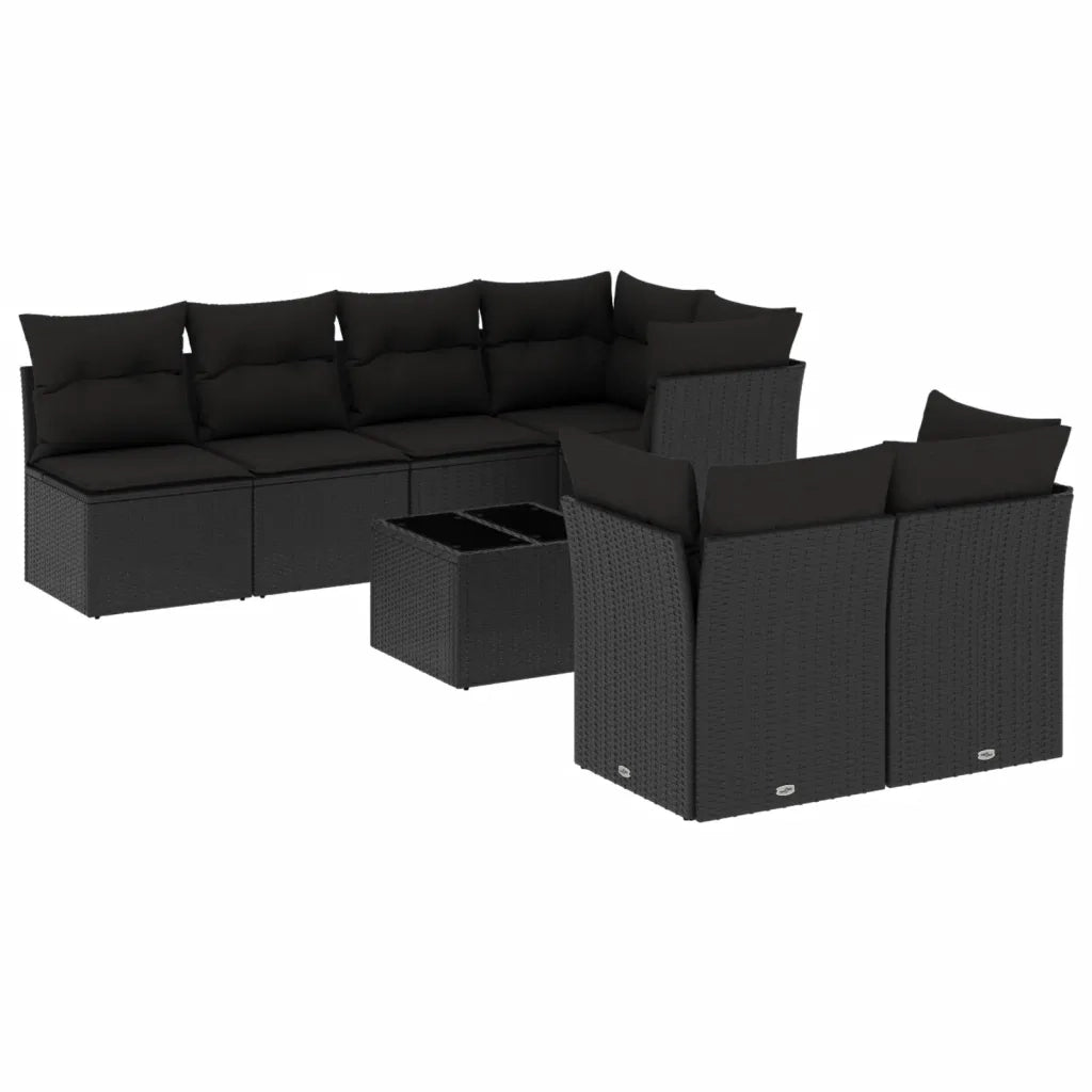 Set Divani da Giardino con Cuscini 8 pz Nero in Polyrattan 3249134
