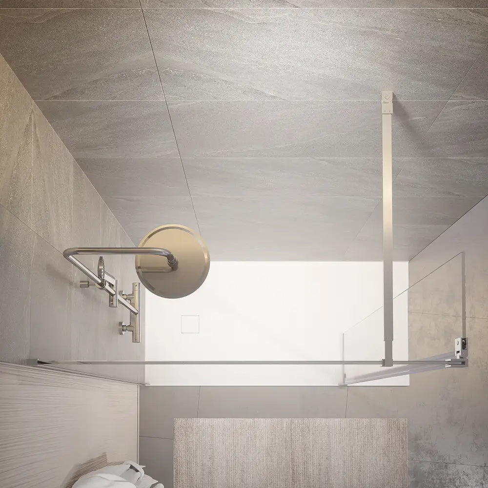 Doccia walk-in 120cm + anta 30cm vetro temperato anticalcare 10mm trasparente profili cromo | Naxos