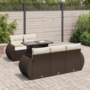 Set Divano da Giardino 6 pz con Cuscini Marrone in Polyrattan 3326574
