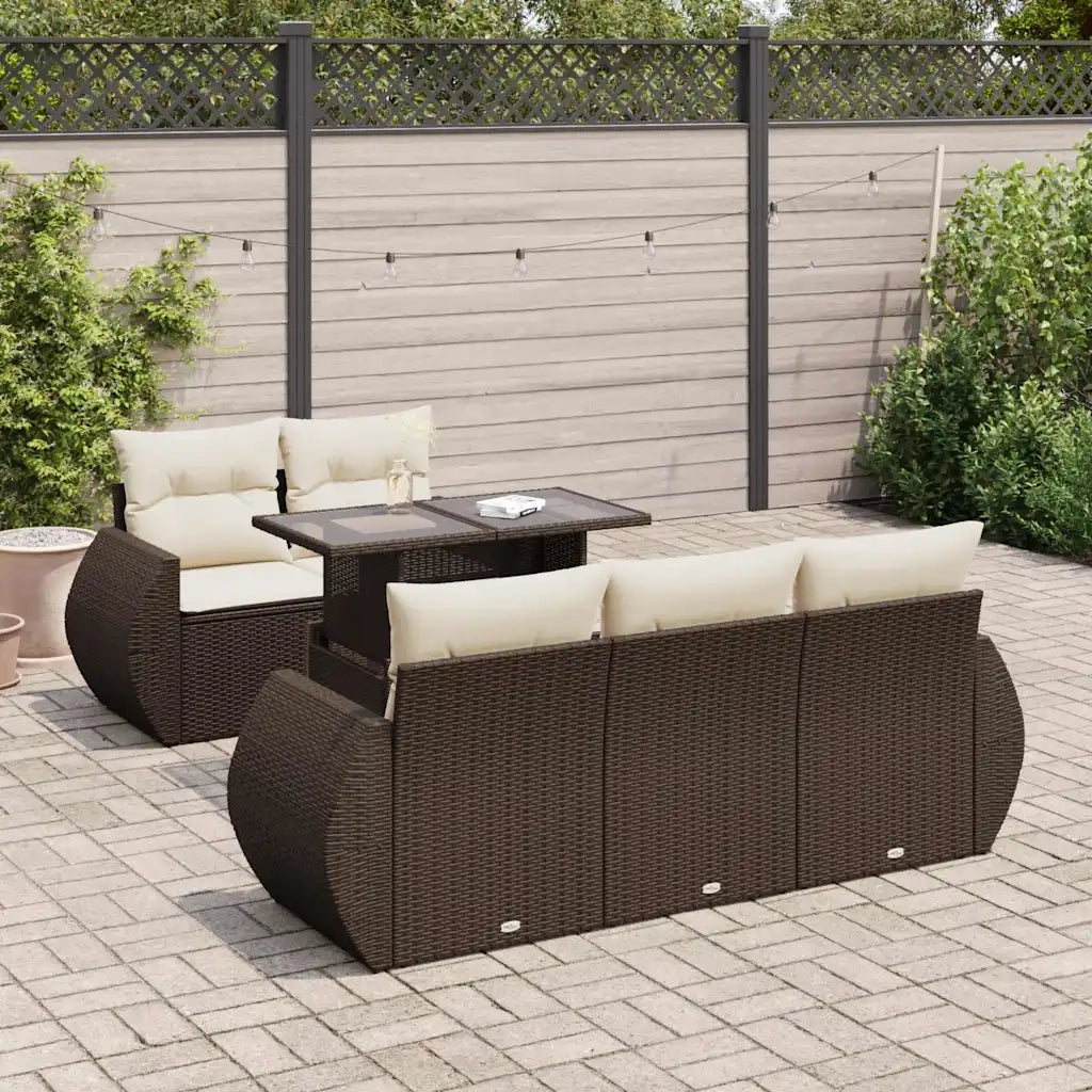 Set Divano da Giardino 6 pz con Cuscini Marrone in Polyrattan 3326574