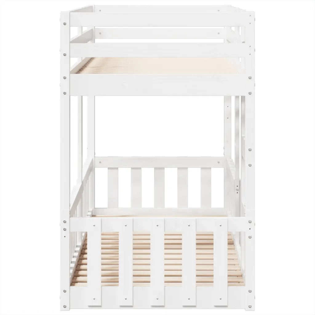 Letto a Castello Bianco 90x190 cm in Legno Massello di Pino 3308593