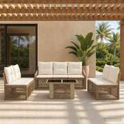 Set Divano da Giardino 8 pz Beige e Bianco Crema polyrattan 3437235