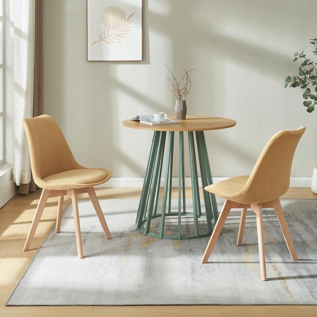 Set Fläten di 4 Sedie da Sala con Seduta Imbottita Rivestimento in Velluto a Coste Giallo Senape [en.casa]