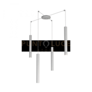 ROUND TUBE SOSPENSIONE 4 LUCI GRIGIO CAVO CM.250 CON BASE 1174-S4-GR