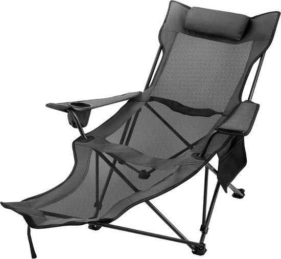 Sedile pieghevole per la zona dei piedi - Camping - Sedile pieghevole - Supporto per i piedi - Tasca portatile - Materia di rete respirante - Grigio - 168x56 cm