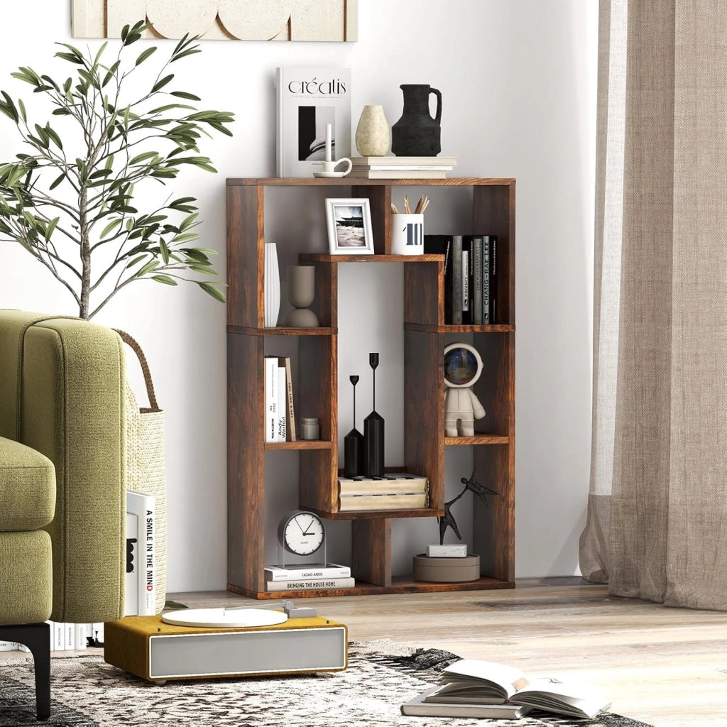 Scaffale per libreria, divisorio in legno, con 7 scomparti, 60 x 20 x 90 cm, per soggiorno, studio e camera da letto (bianco)