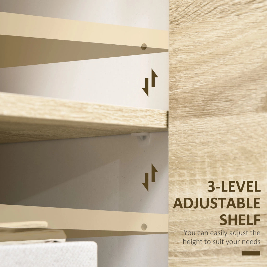 Easycomfort Mobile Multiuso con 2 Ante a Pressione e Mensole Regolabili in Legno, 80x40x70cm, Bianco e Quercia