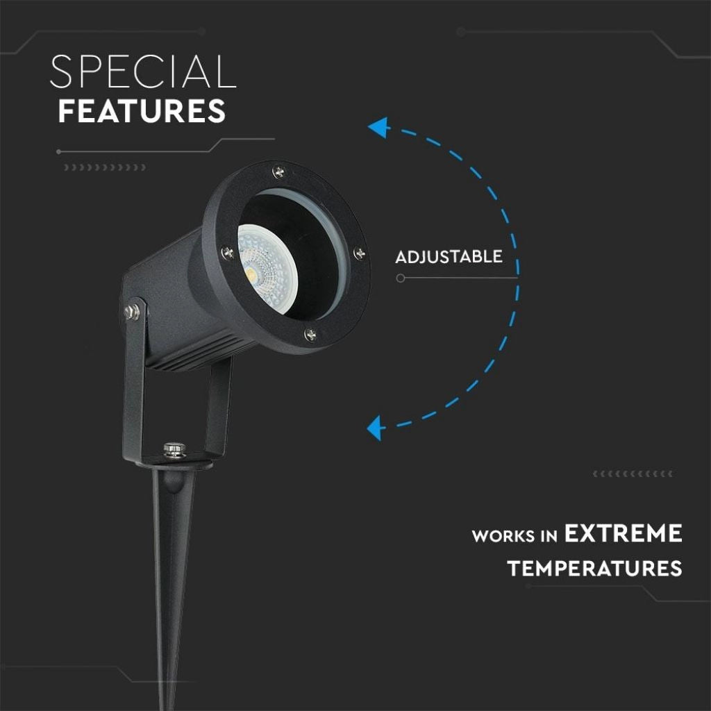 Picchetto con Portalampada GU10 (Max 35W) Orientabile Colore Nero IP44