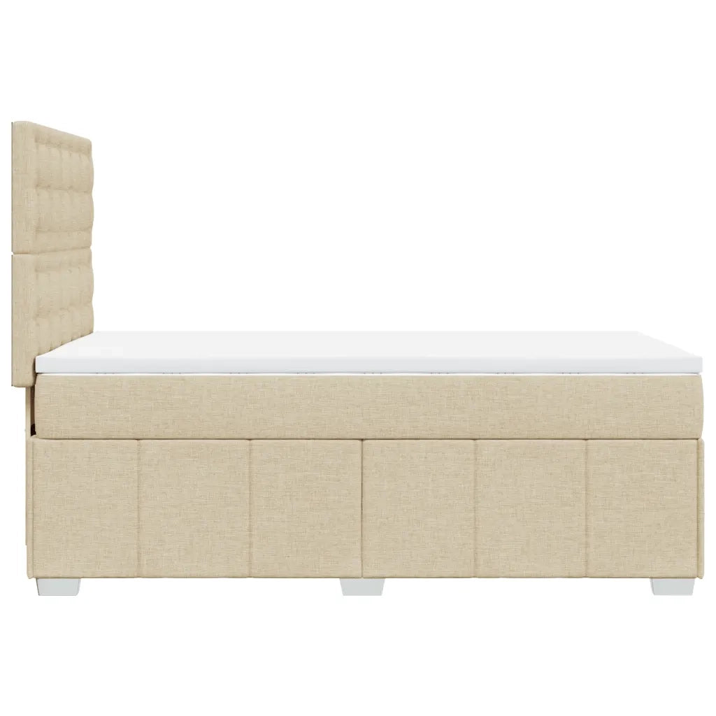 Letto singolo | Letto per adulti | Giroletto a Molle con Materasso Crema 90x200 cm inTessuto