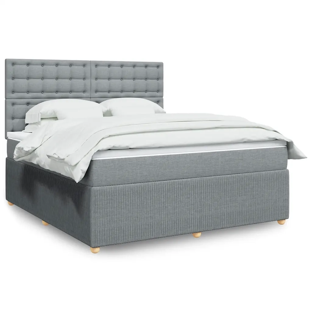 Giroletto a Molle con Materasso Grigio Chiaro180x200 cm Tessuto