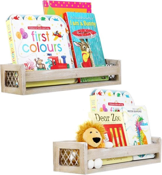 Pannelli da libreria in legno galleggiante - design rustico - set da 2 

Specifica tecnica: 
- Materiale: Legno 
- Dimensioni: 
- Peso: 
- Colore: 
- Incluso: 
- Garanzia: