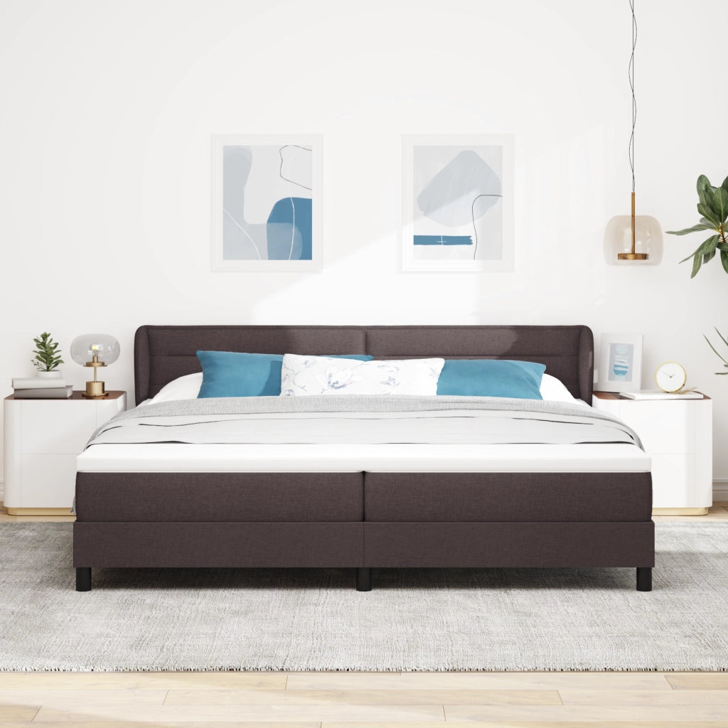 Letto Box Spring con Materasso Marrone Scuro 200x200 cm Tessuto