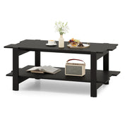 Tavolino rettangolare 115 x 59 x 46 cm soluzione di archiviazione a 2 livelli stile moderno legno nero 20_0013814