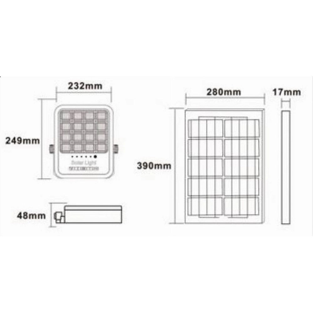 Trade Shop - Faro Led Proiettore 200w Ip65 Cct 3in1 Con Pannello Solare Telecomando Ry-200w-3c -