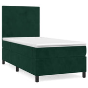 Letto singolo | Letto per adulti | Giroletto a Molle con Materasso Verde Scuro 80x200 cm Velluto