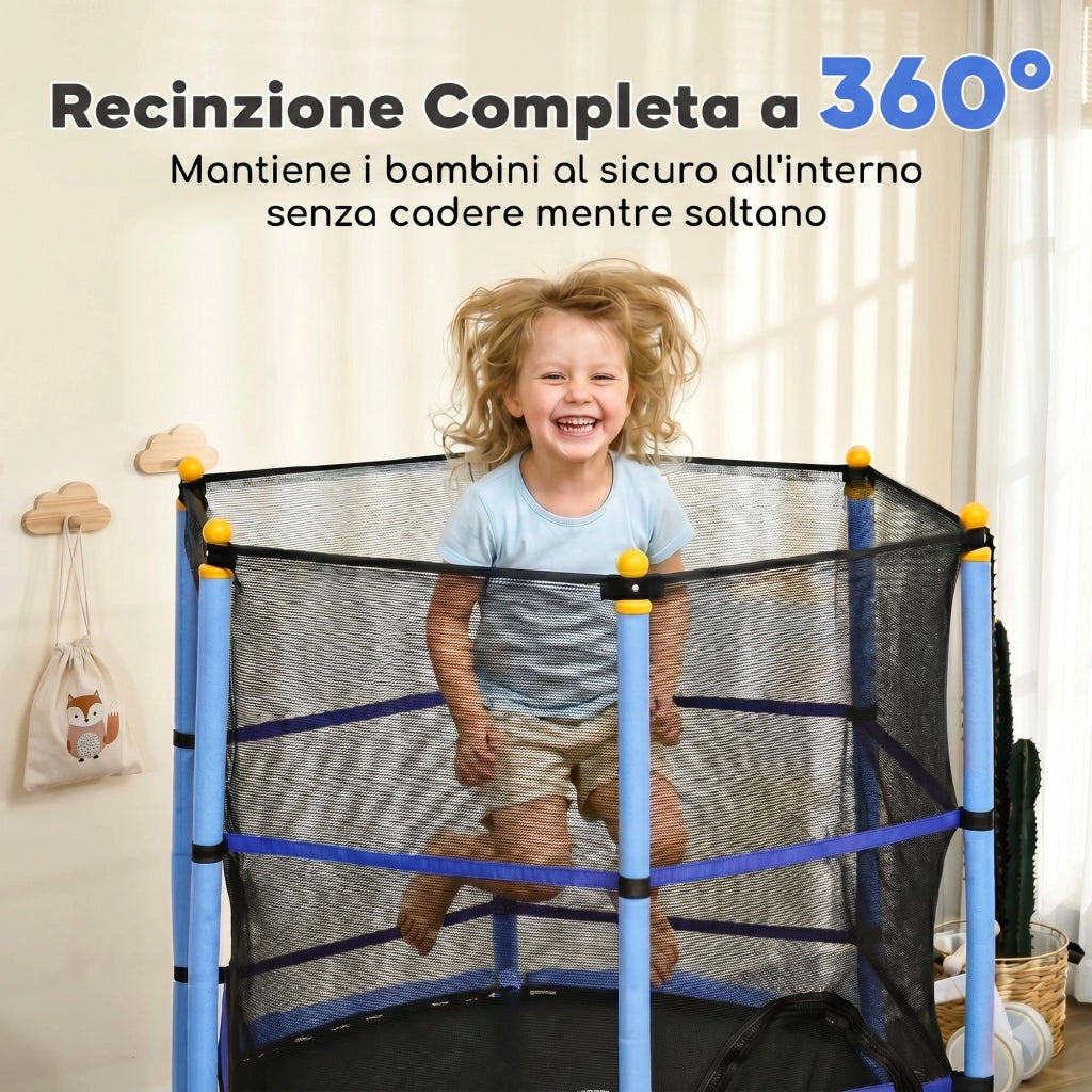Trampolino da giardino ¨C zephmum ¨C Blu, ?160x190 cm, con rete di sicurezza